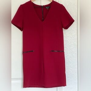 TOPSHOP Crepe Shift Loose Fit Dress | maroon-red | 6
